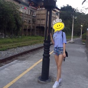 Zara Blue and White Stripes Top